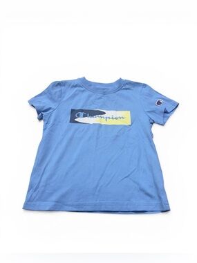 NWOT Champion Boys Wavy Box Script Logo Graphic T-Shirt - Light Blue